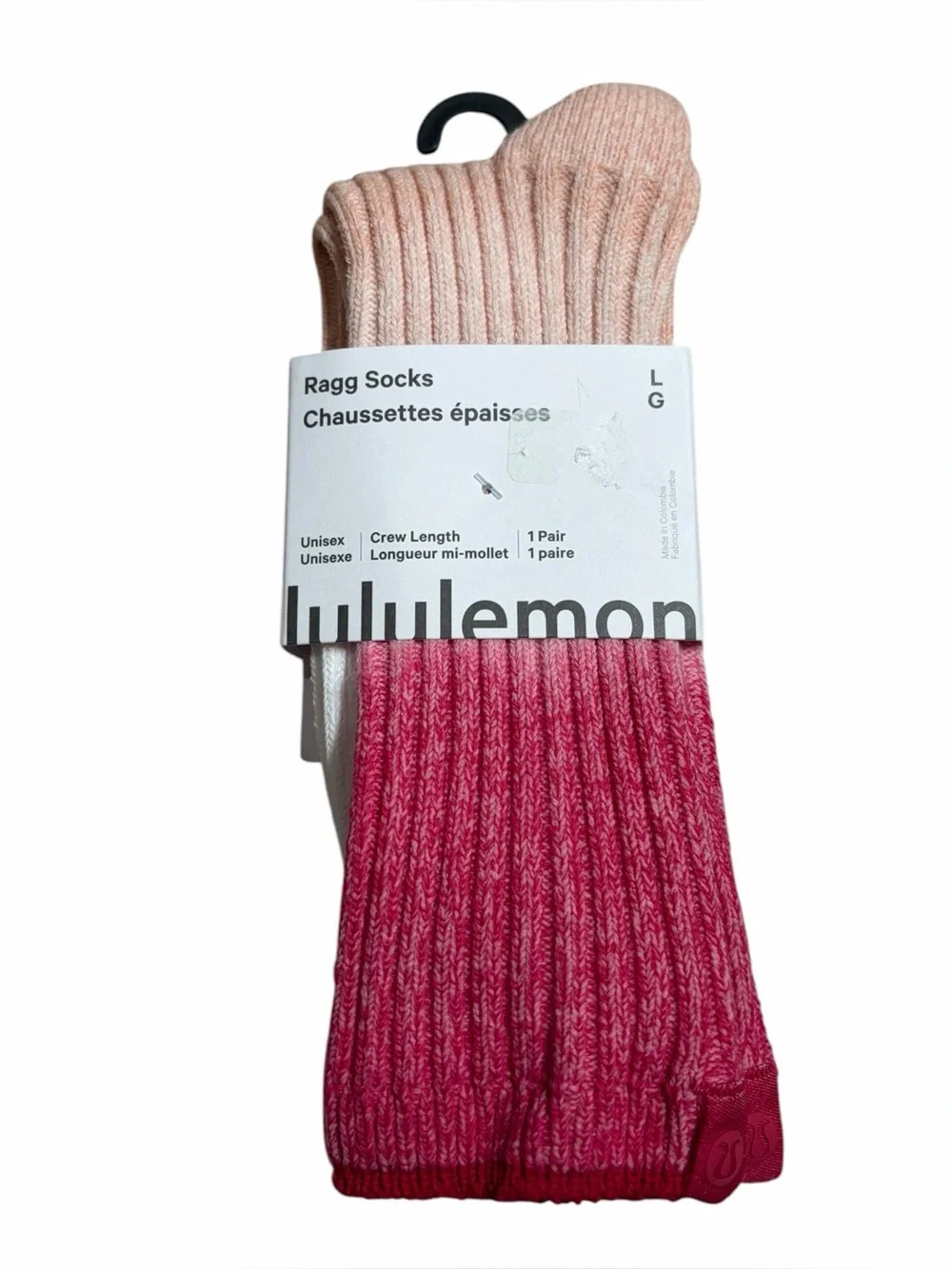 NWT Lululemon Ragg Socks *Crew Length (Candy Cloud/Mulberry Spark/Pink Pearl) L